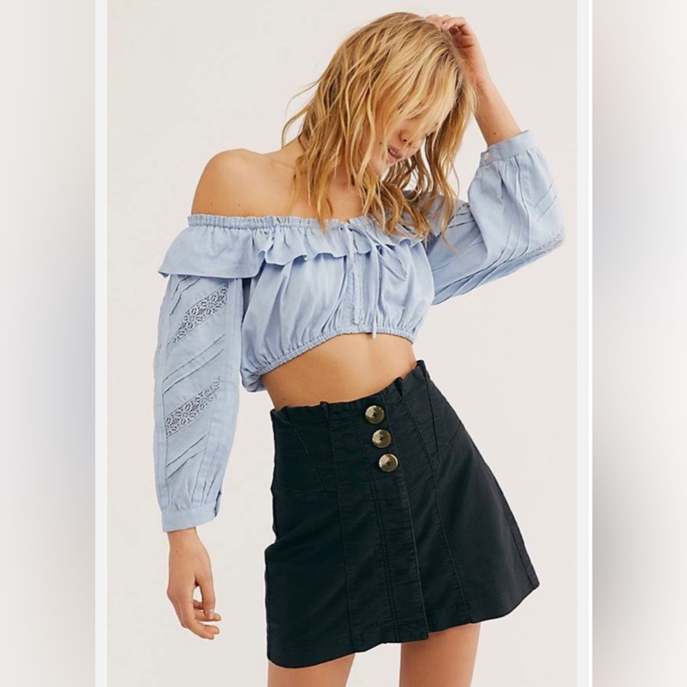 Free People Every Minute Every Hour Mini Skirt in Black Size 4 EUC